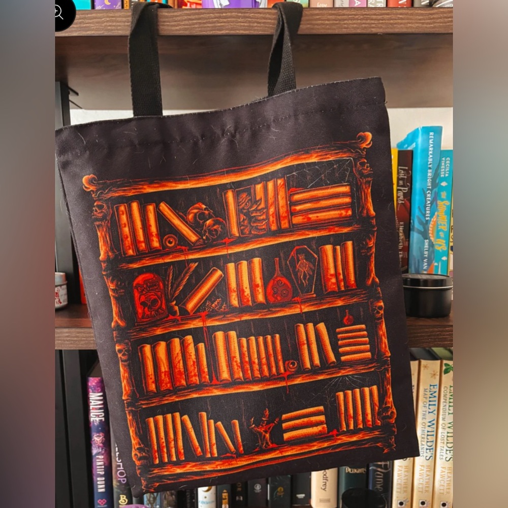 Orange and Black Spooky Skull Tote Bag